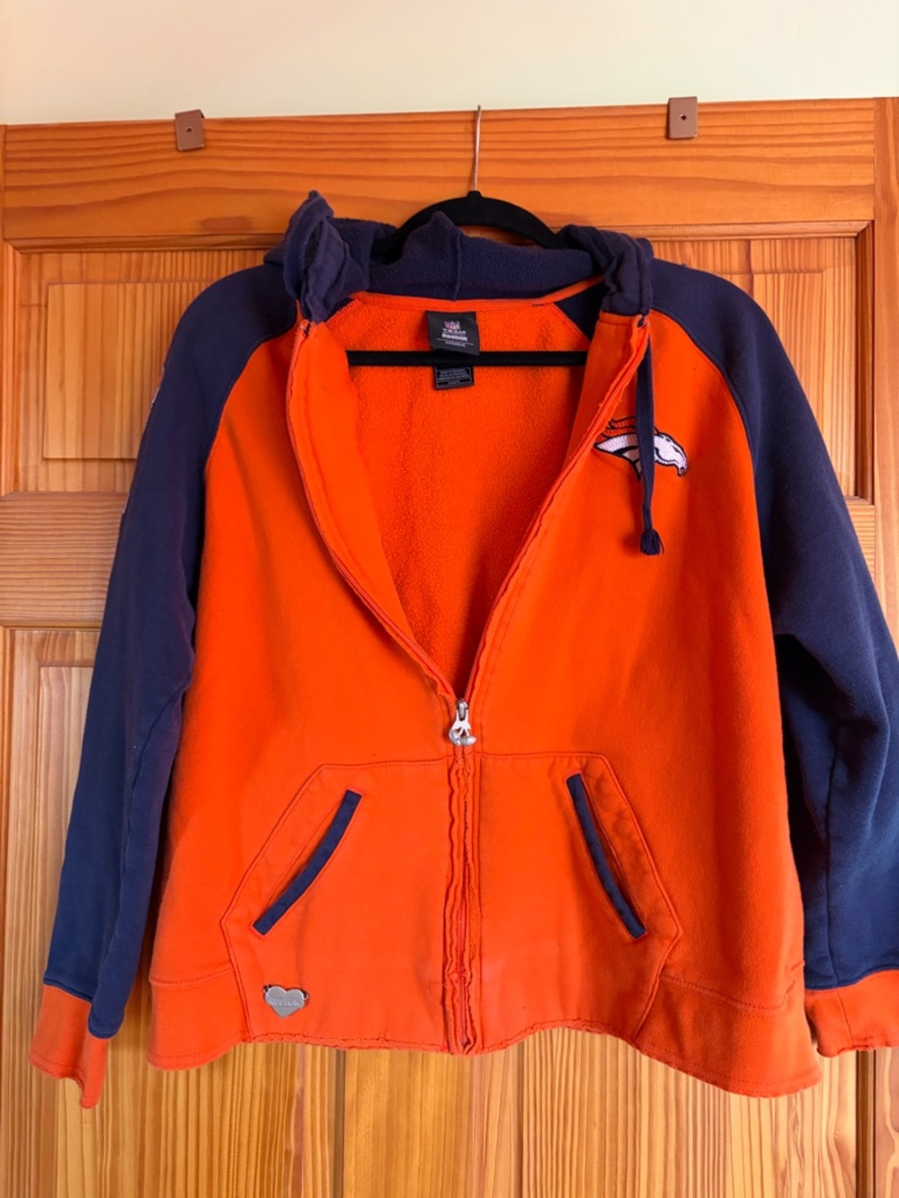 Denver Broncos Orange & Navy women Zip Hoodie